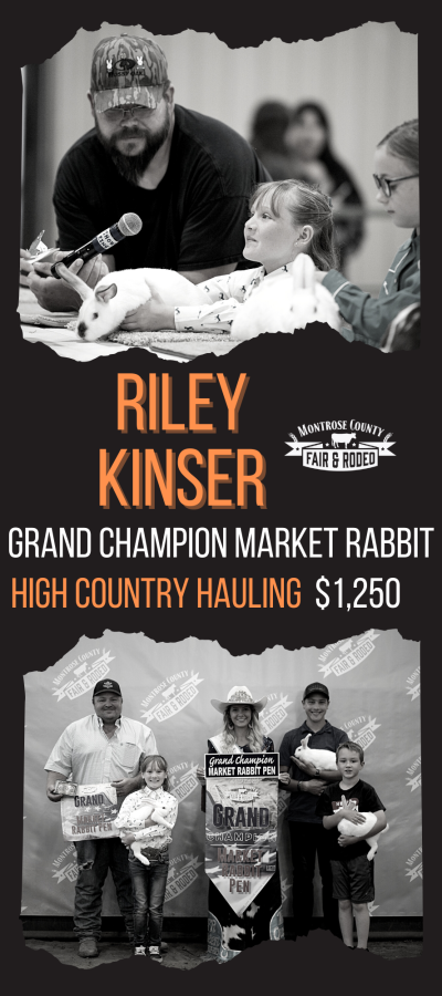 Riley Kinser Grand Champion Market Rabbit